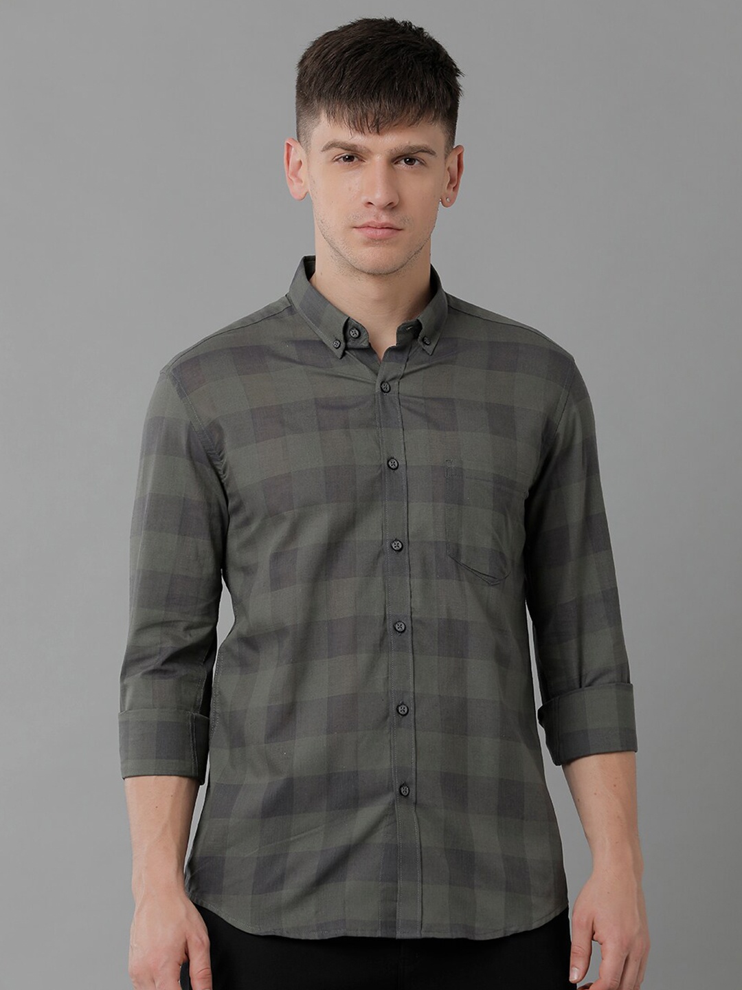 

YOVISH Premium Tartan Checks Checked Cotton Casual Shirt, Grey