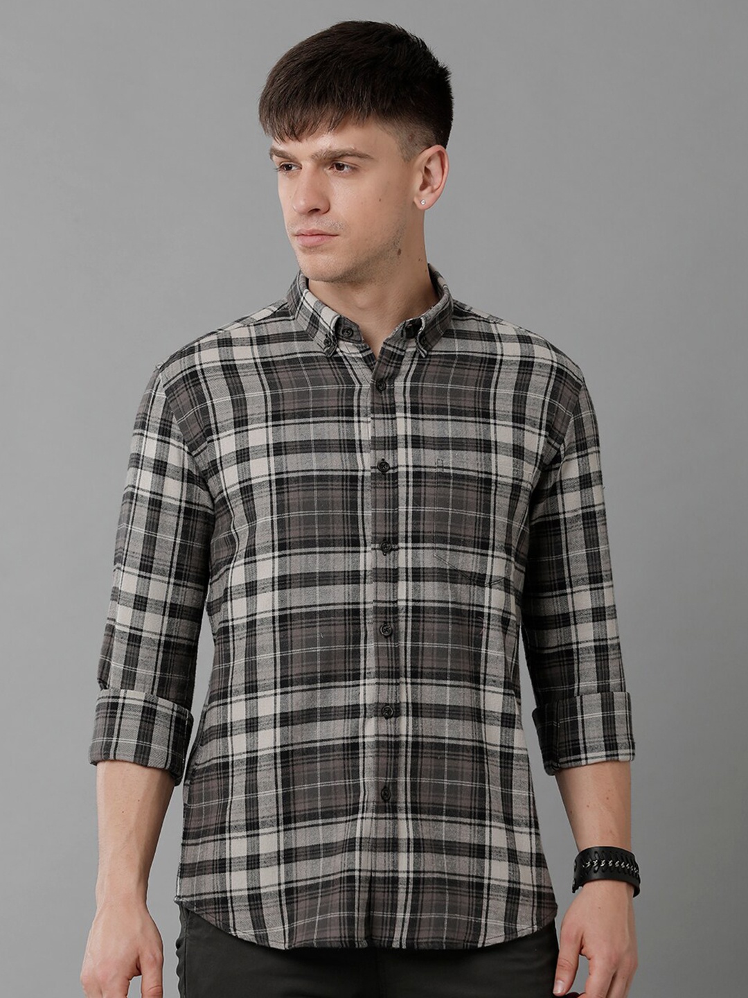 

YOVISH Premium Tartan Checks Checked Cotton Casual Shirt, Beige