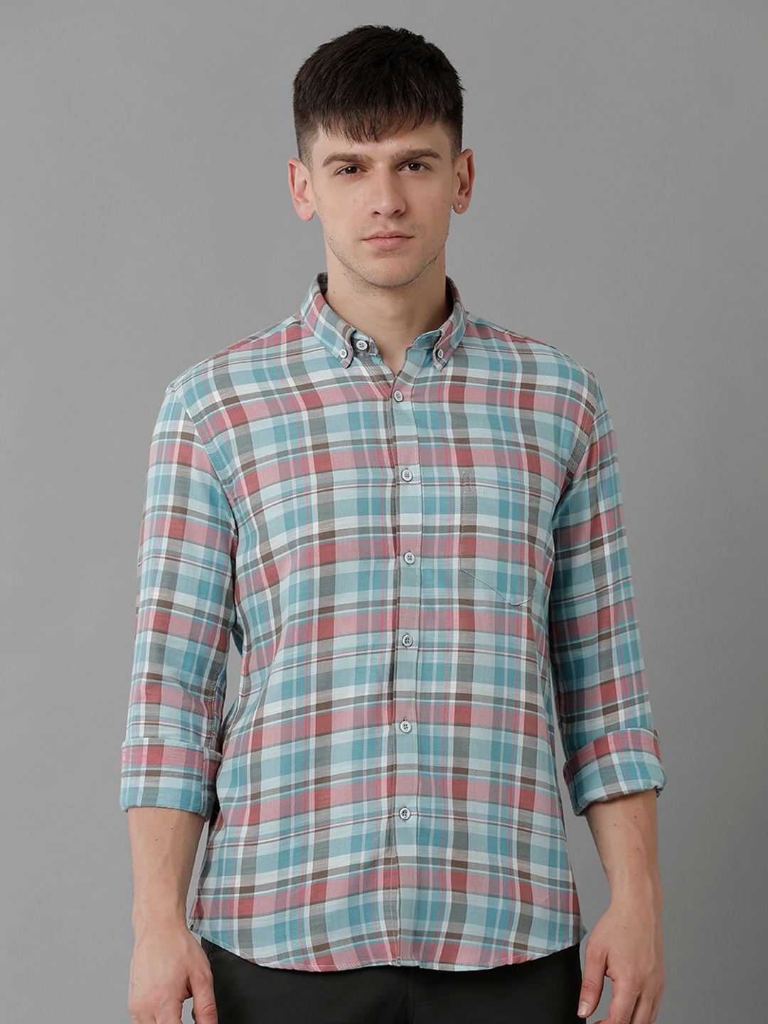 

YOVISH Premium Tartan Checks Checked Cotton Casual Shirt, Pink