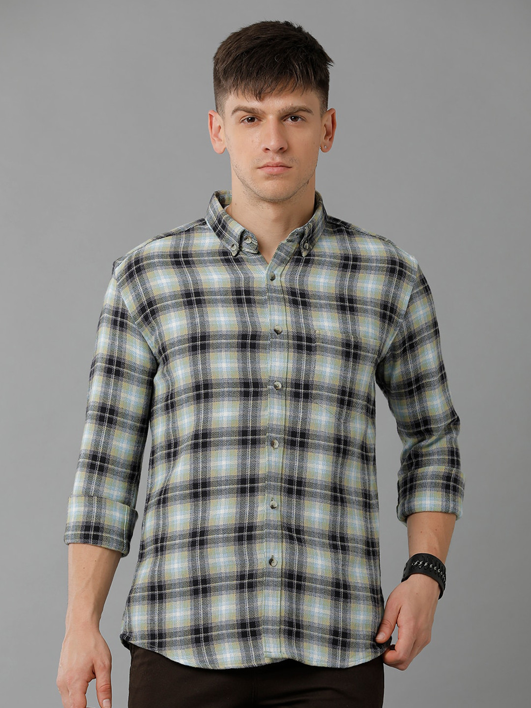 

YOVISH Premium Tartan Checks Checked Cotton Casual Shirt, Blue