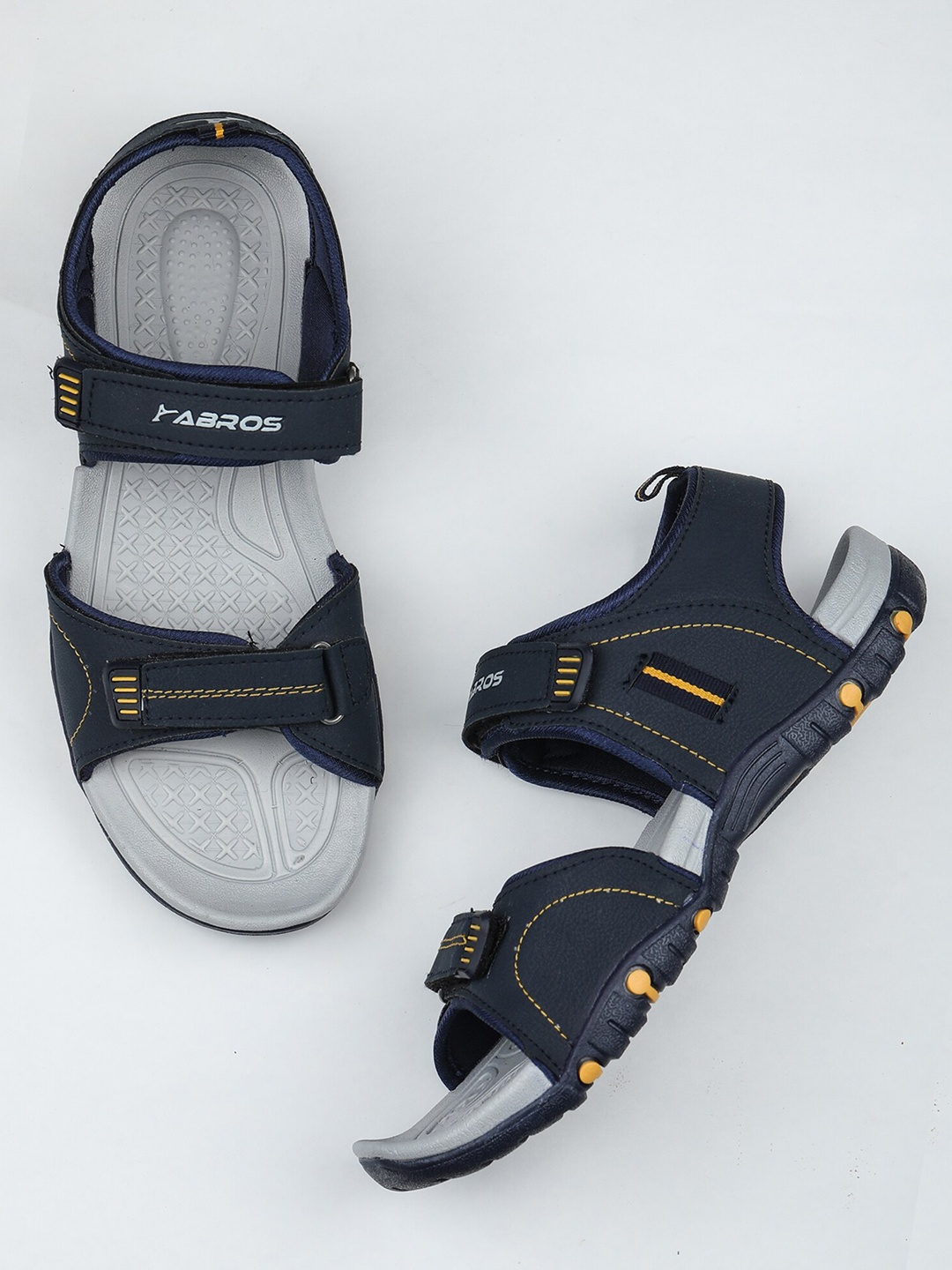 

ABROS Boys Solid Velcro Closure Sports Sandals, Navy blue