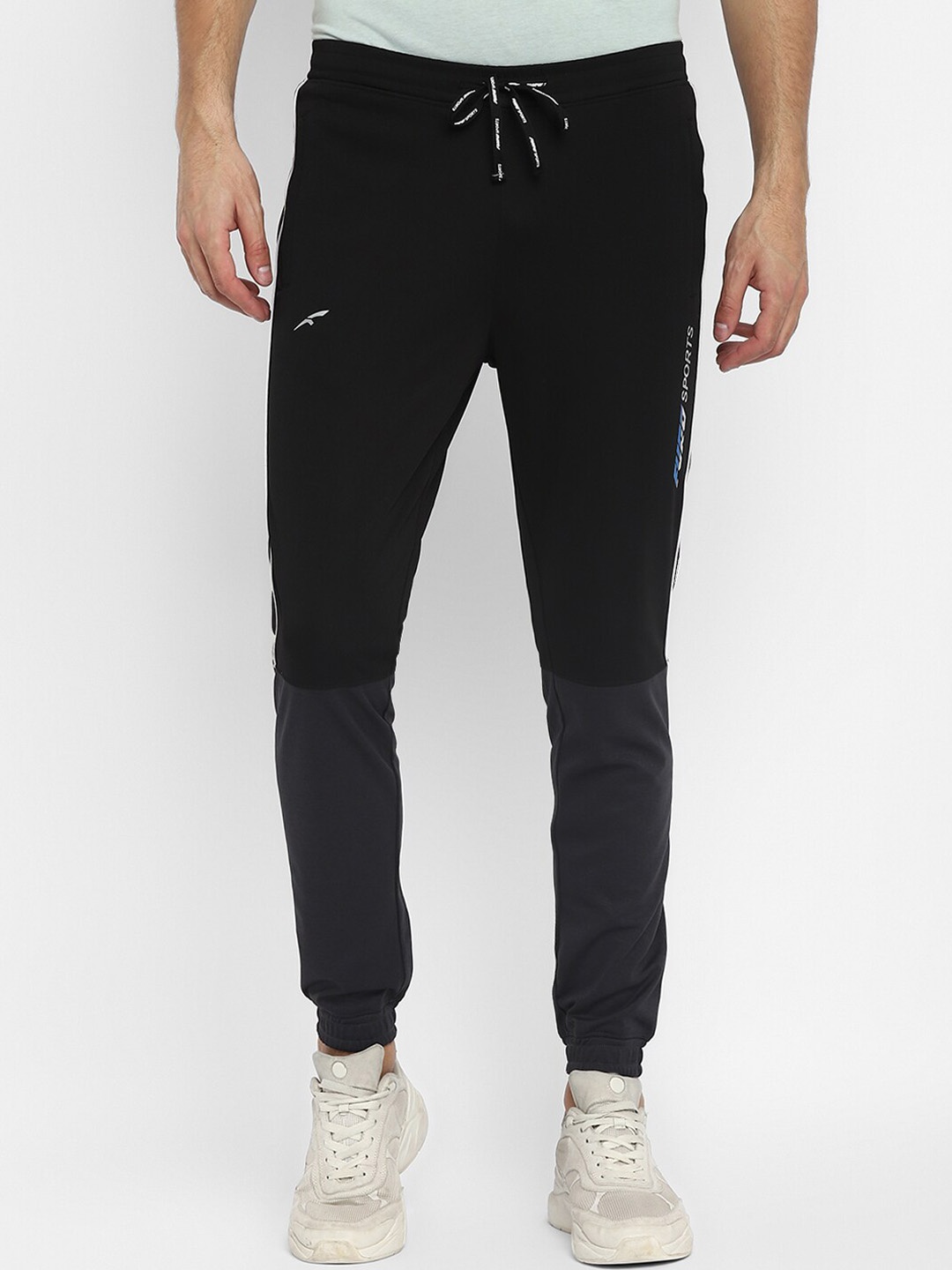 

FURO by Red Chief Men Brand Logo Printed Mid-Rise Joggers, Black