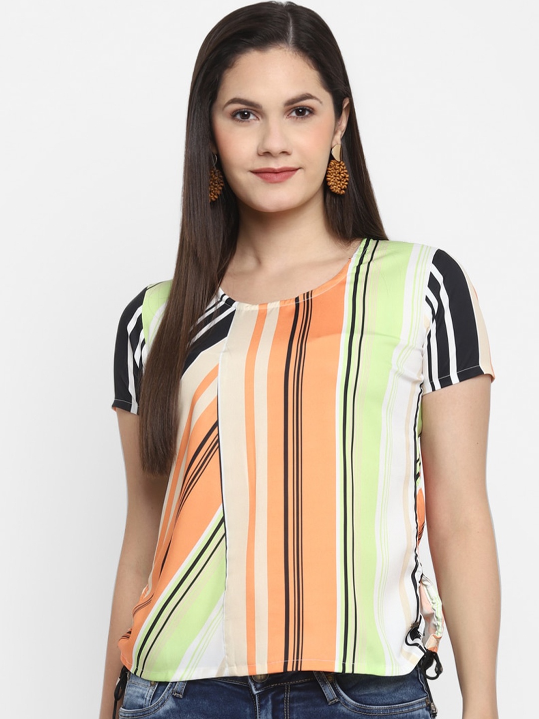 

LAMOURE BY RED CHIEF Vertical Striped Short Sleeves Top, Green