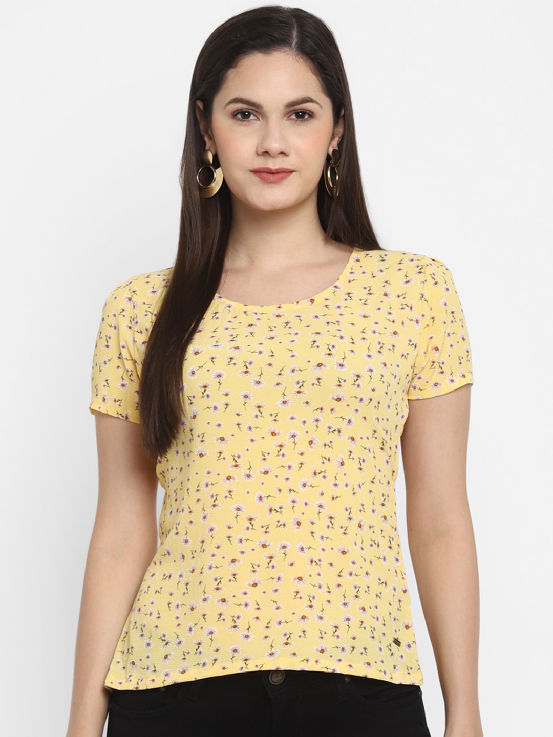 

LAMOURE BY RED CHIEF Floral Printed Top, Yellow