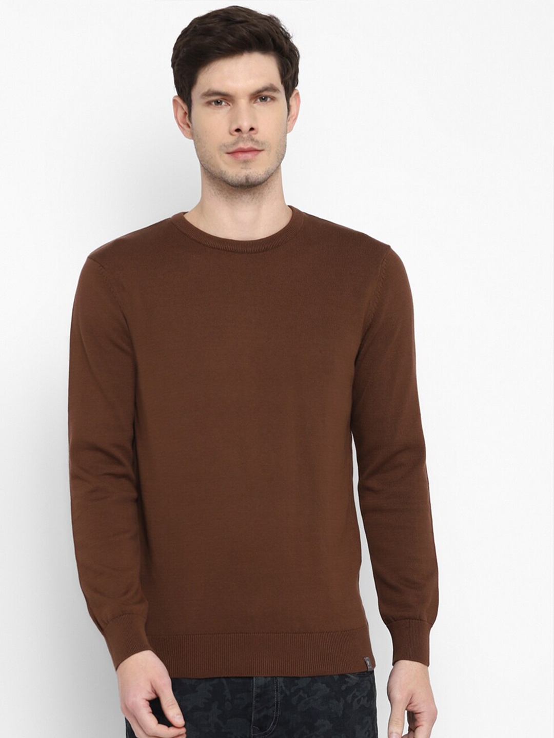 

Red Chief Long Sleeves Pullover Cotton Sweater, Brown