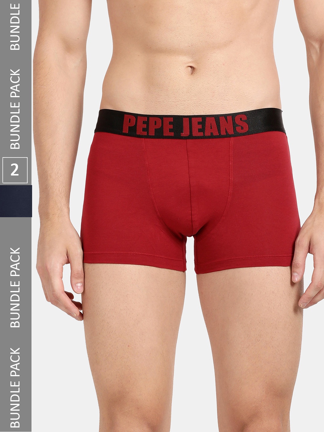 

Pepe Jeans Pack of 2 Pure Cotton Logo Printed Detail Trunks, Red