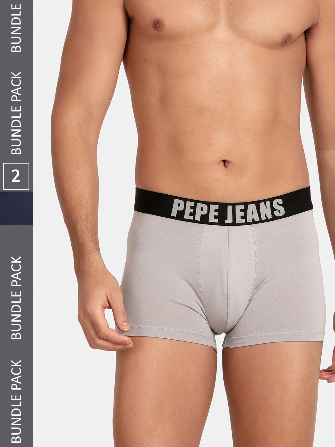 

Pepe Jeans Men Pack Of 2 Brand Logo Printed Outer Elastic Cotton Trunks, Navy blue