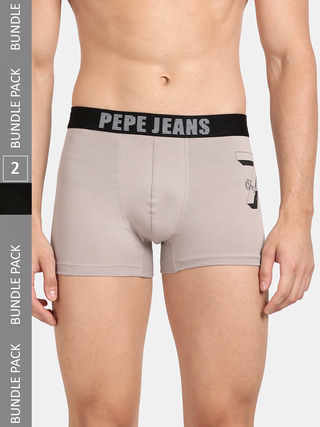 

Pepe Jeans Pack Of 2 Logo Printed Detail Cotton Trunks, Black