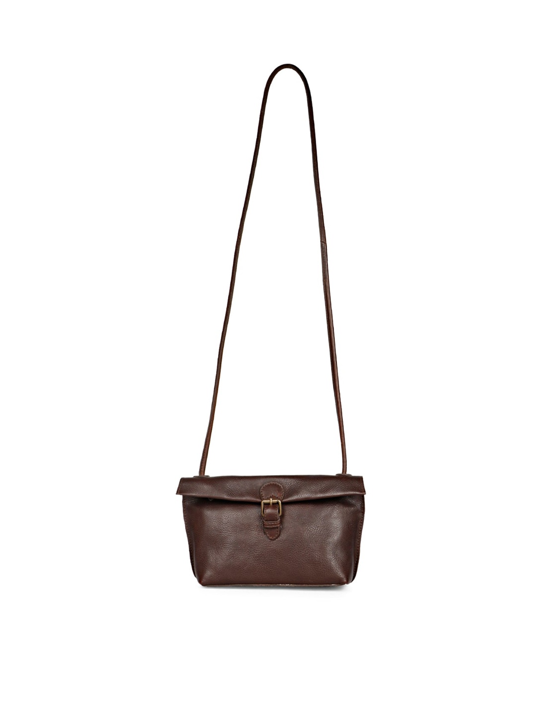 

Saint G Textured Leather Structured Sling Bag, Coffee brown