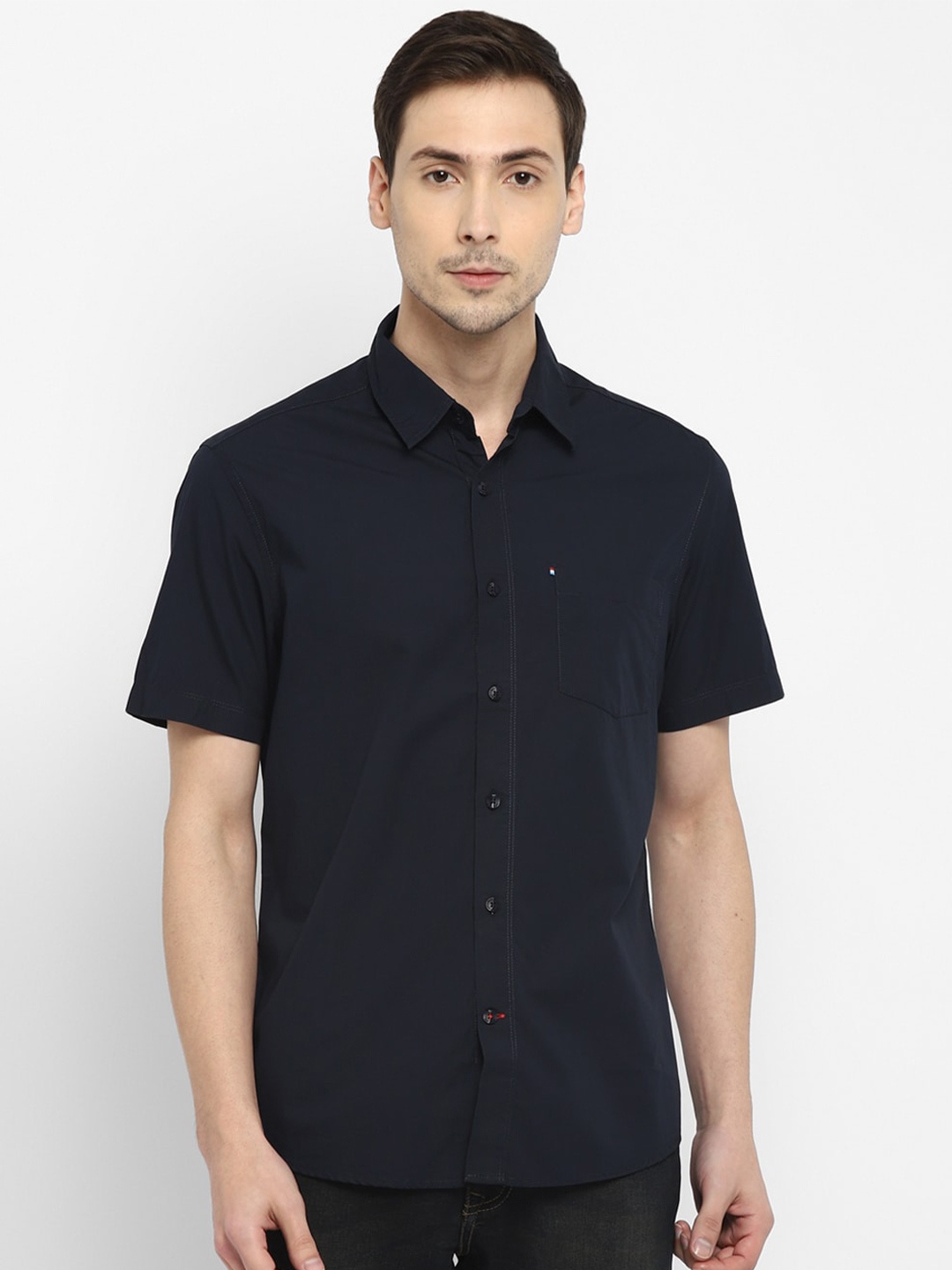 

Red Chief Slim Fit Cotton Casual Shirt, Navy blue