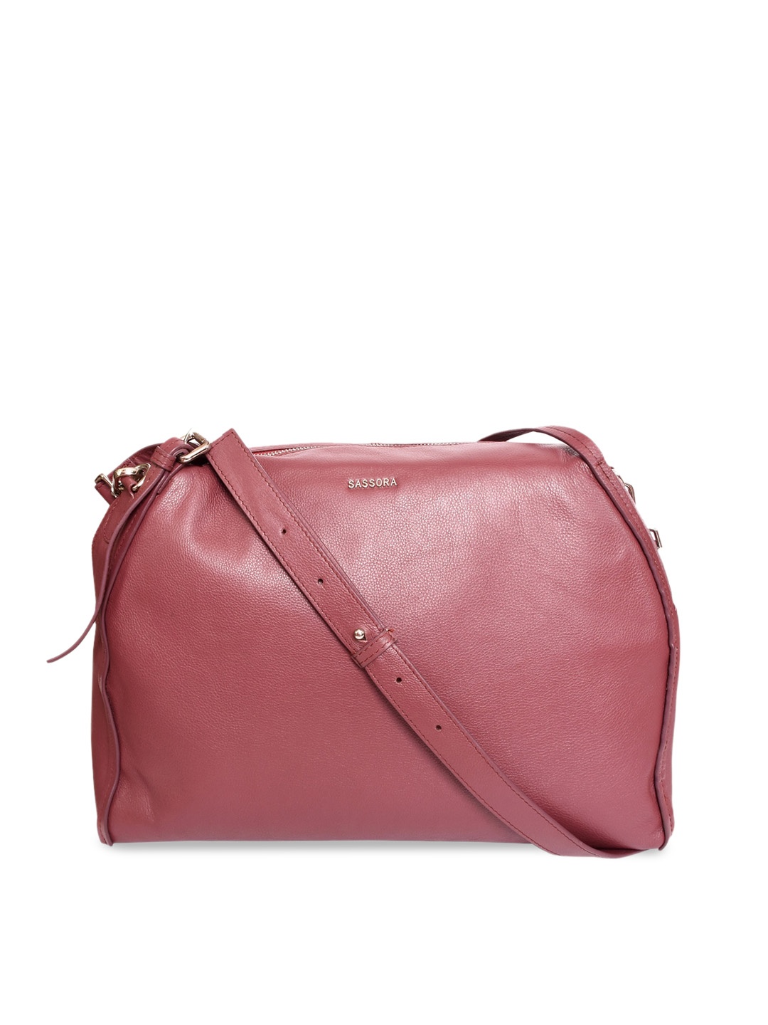 

Sassora Leather Structured Shoulder Bag, Mauve