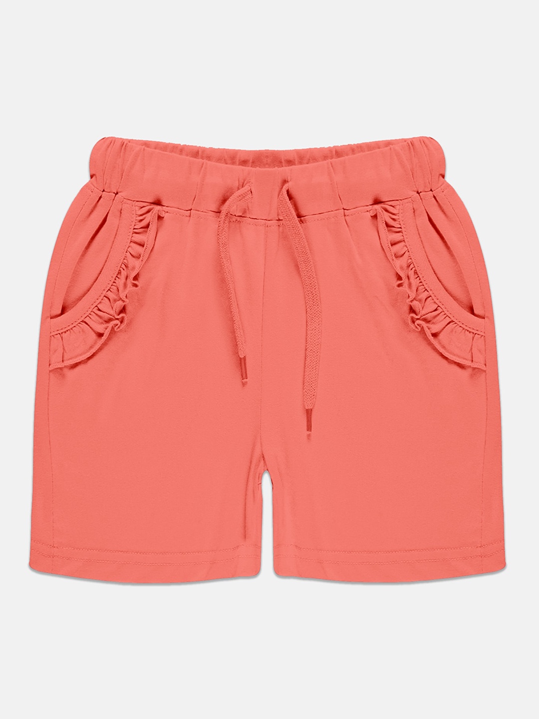 

KiddoPanti Girls Pure Cotton Mid-Rise Shorts, Peach