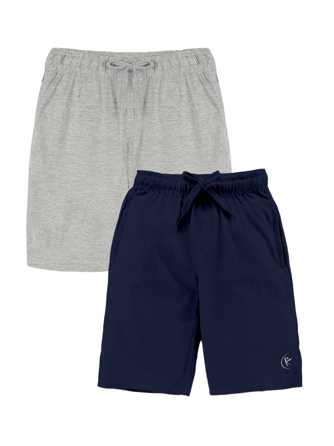 

KiddoPanti Boys Pack Of 2 Pure Cotton Mid-Rise Shorts, Navy blue