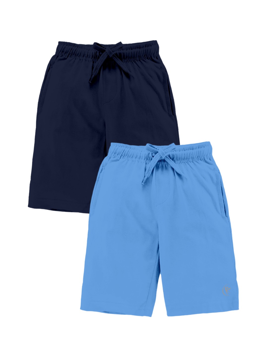 

KiddoPanti Boys Pack Of 2 Pure Cotton Mid-Rise Shorts, Navy blue