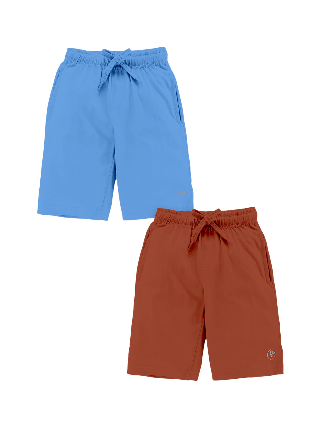 

KiddoPanti Boys Pack Of 2 Pure Cotton Mid-Rise Shorts, Blue