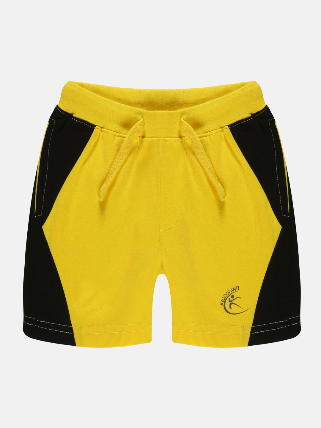 KiddoPanti Boys Colourblocked Pure Cotton Regular Shorts, Yellow