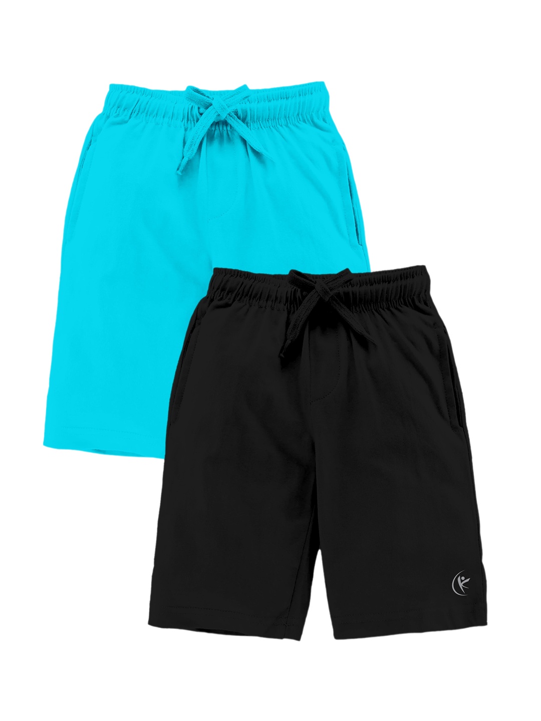 

KiddoPanti Boys Pack Of 2 Pure Cotton Mid-Rise Shorts, Black