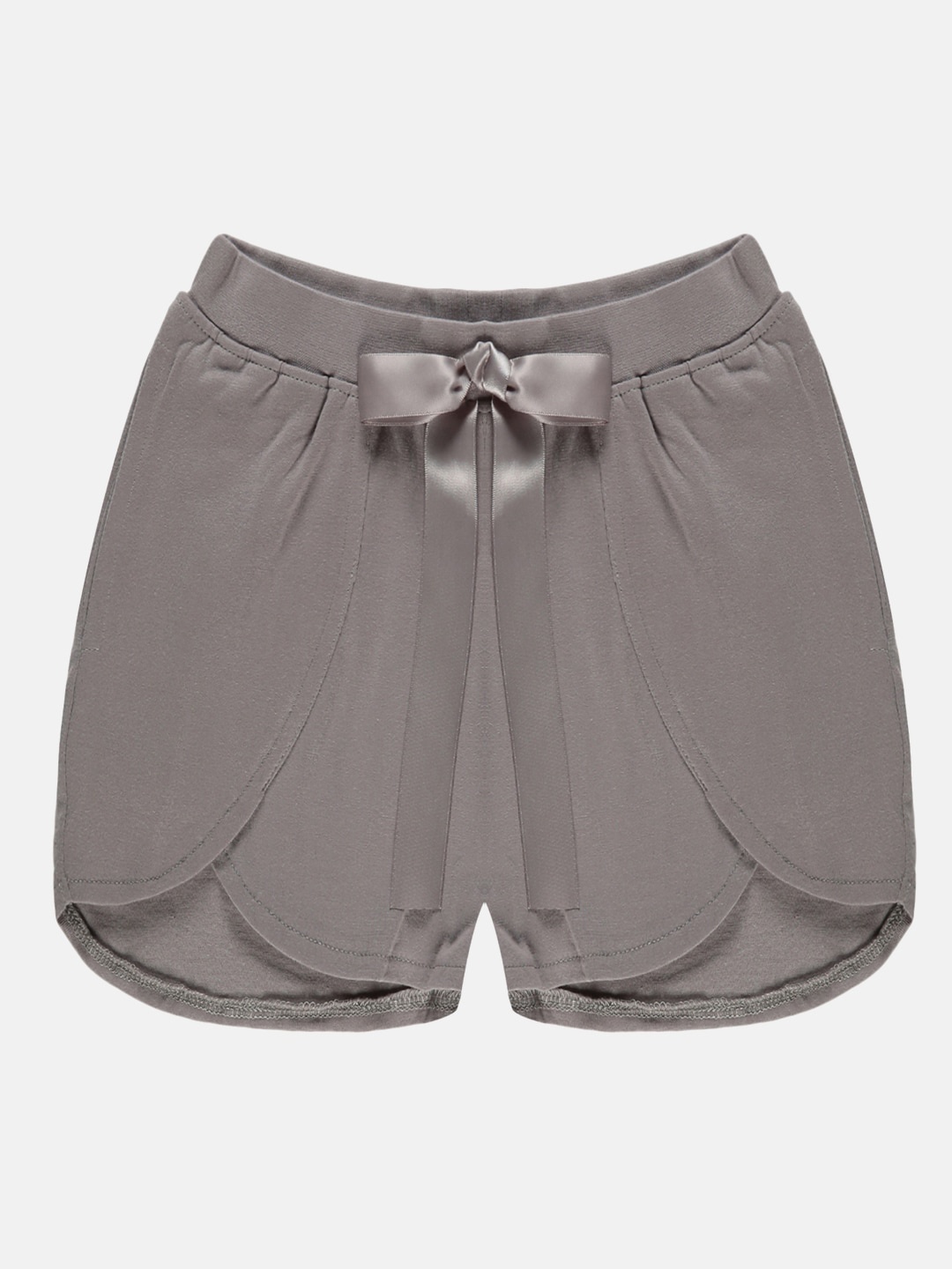 

KiddoPanti Girls Pure Cotton Mid-Rise Shorts, Grey