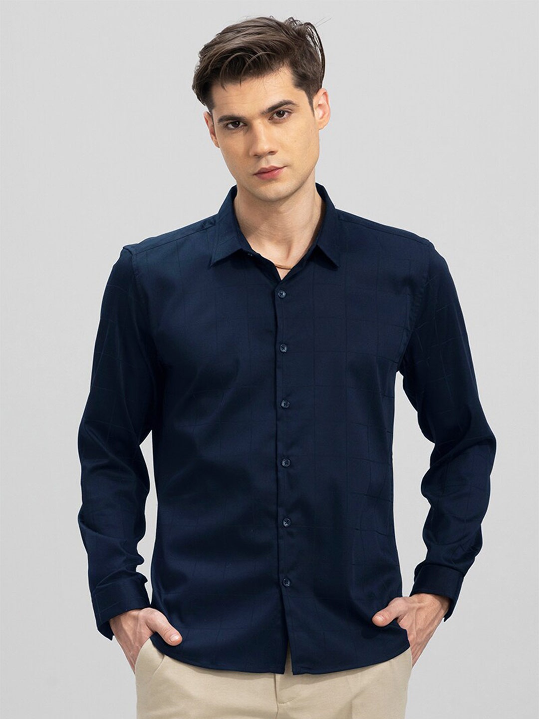 

Snitch Checks Cotton Casual Shirt, Blue