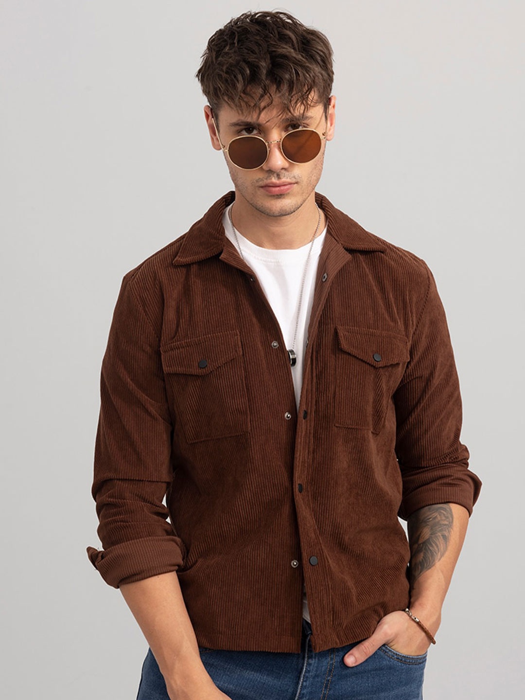 

Snitch Slim Fit Cotton Casual Shirt, Brown