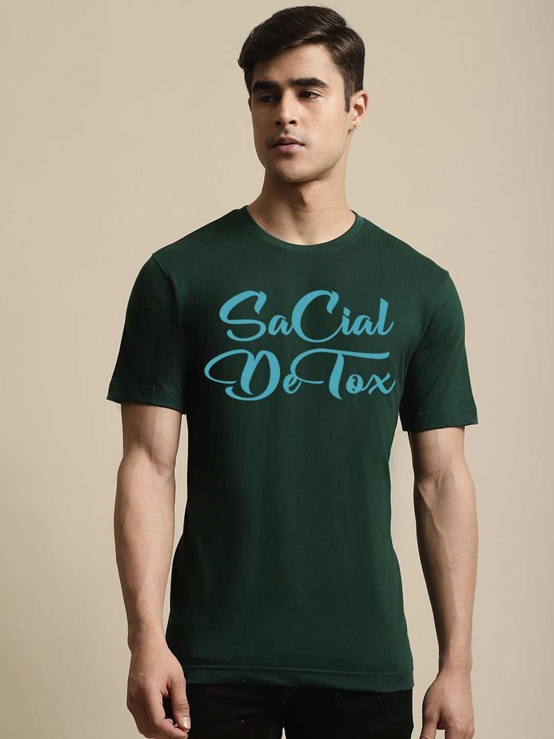 

borse lele Typography Printed Pure Cotton T-shirt, Green
