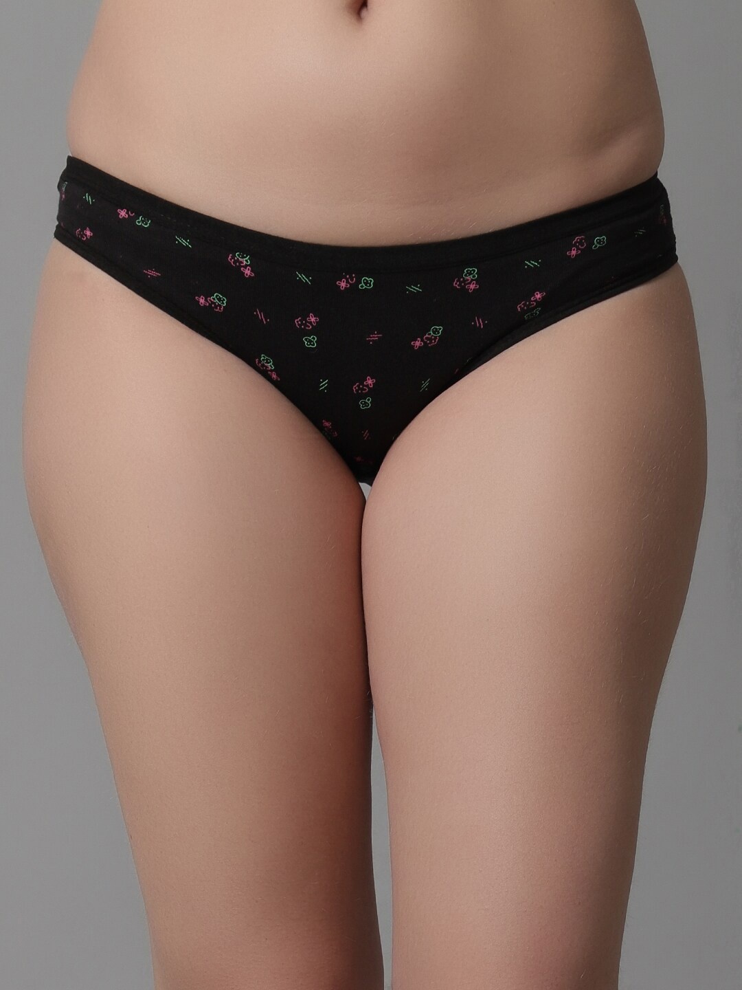 

KEX Women Printed Cotton Hipster Briefs, Black