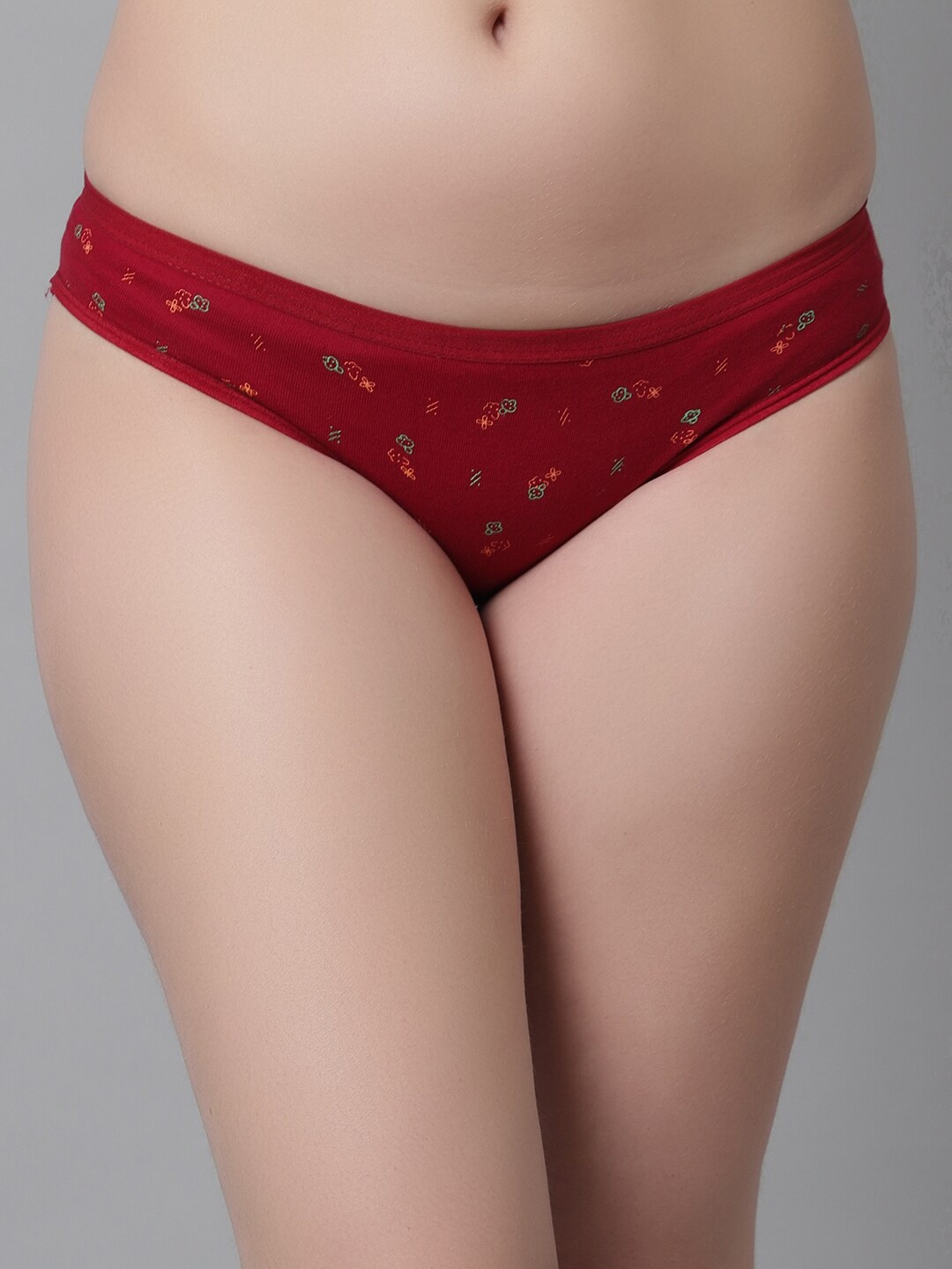 

KEX Printed Mid-Rise Hipster Briefs, Maroon