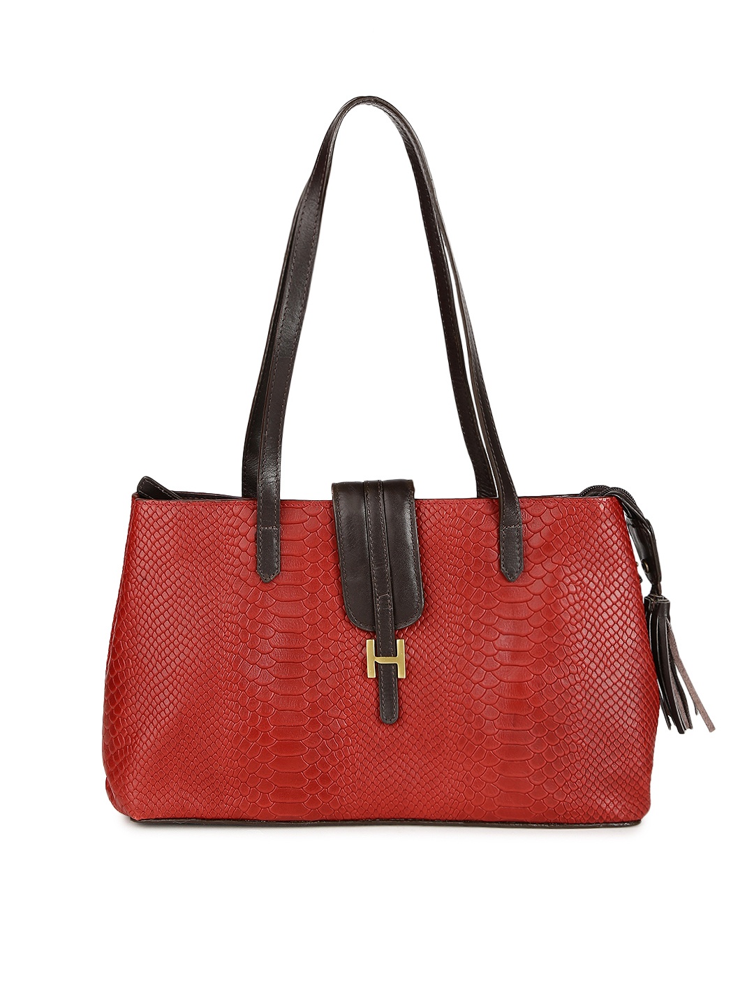 

Hidesign Red Textured Leather Shoulder Bag