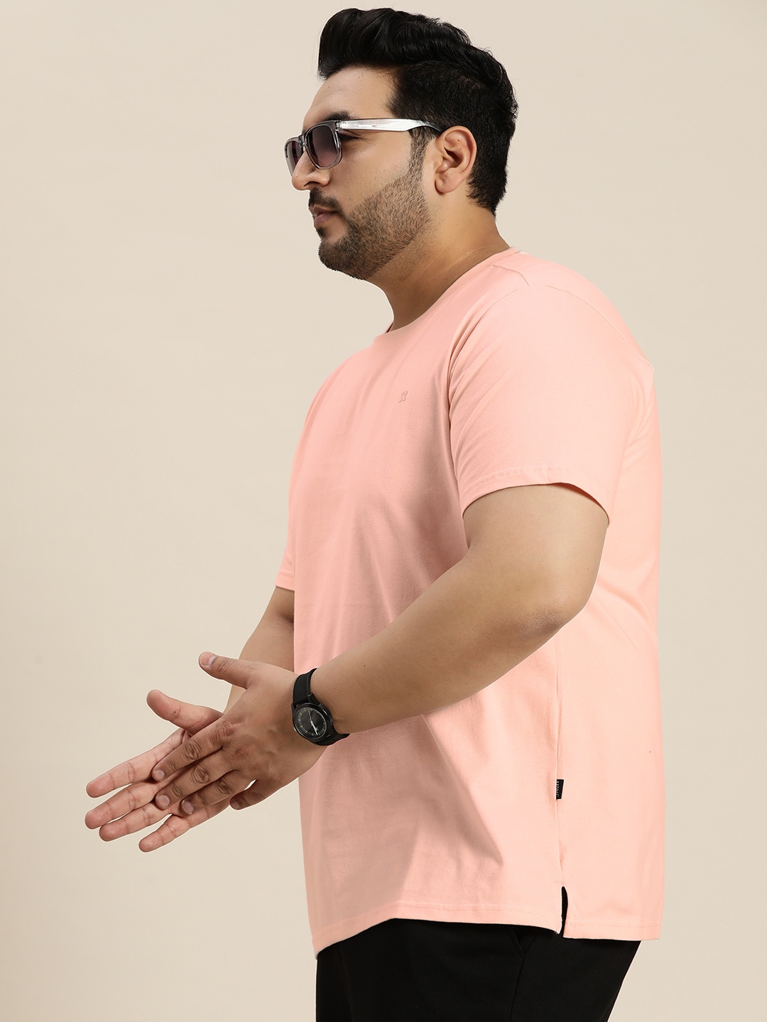 

Sztori Plus-Size Pure Cotton T-shirt, Peach