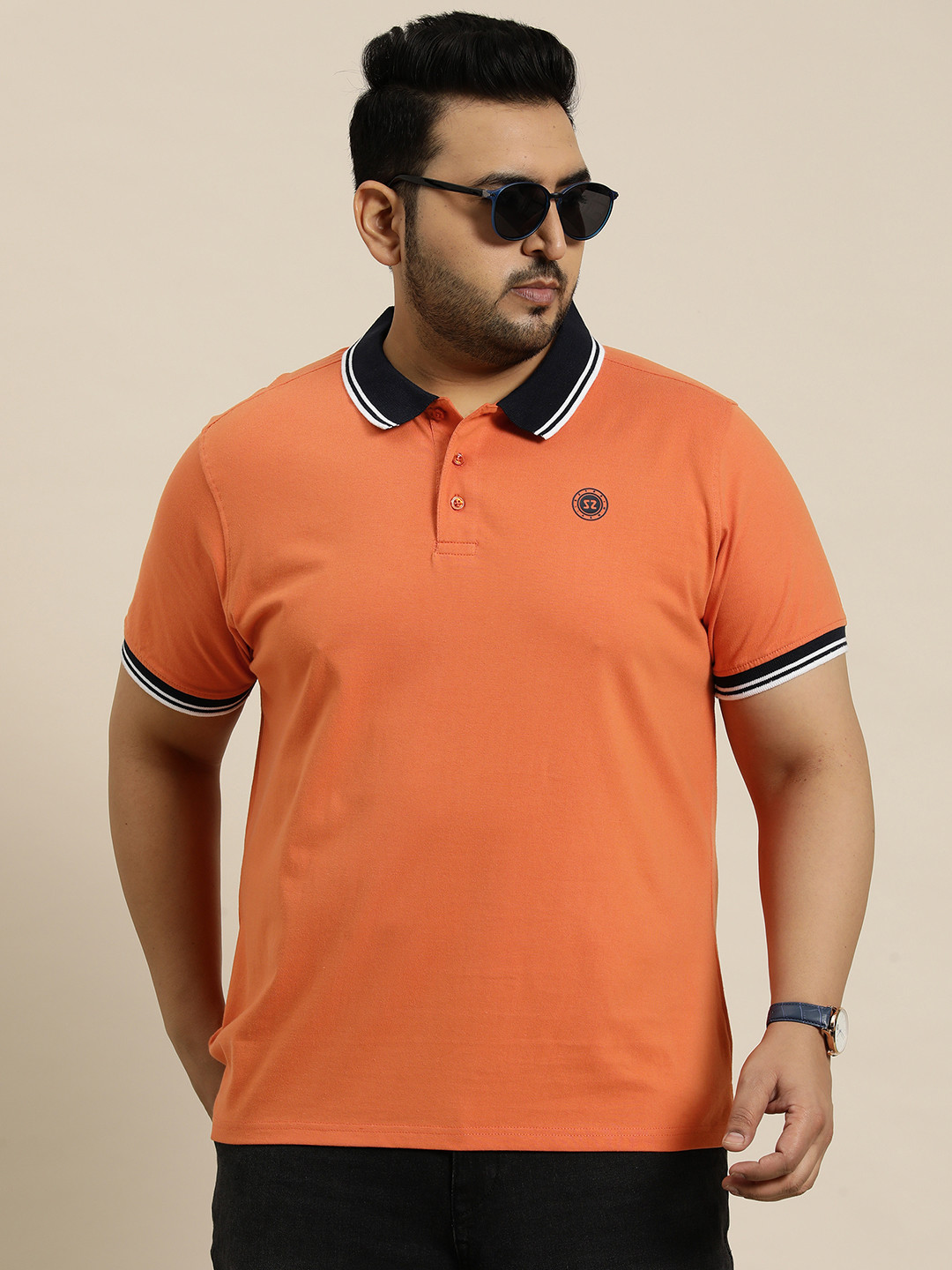 

Sztori Plus Size Polo Collar Pure Cotton T-shirt, Orange