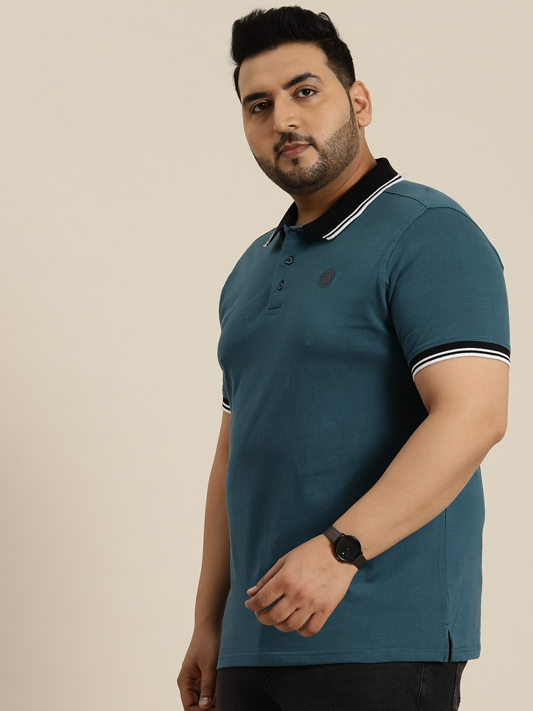 

Sztori Plus Size Pure Cotton Polo T-shirt, Teal