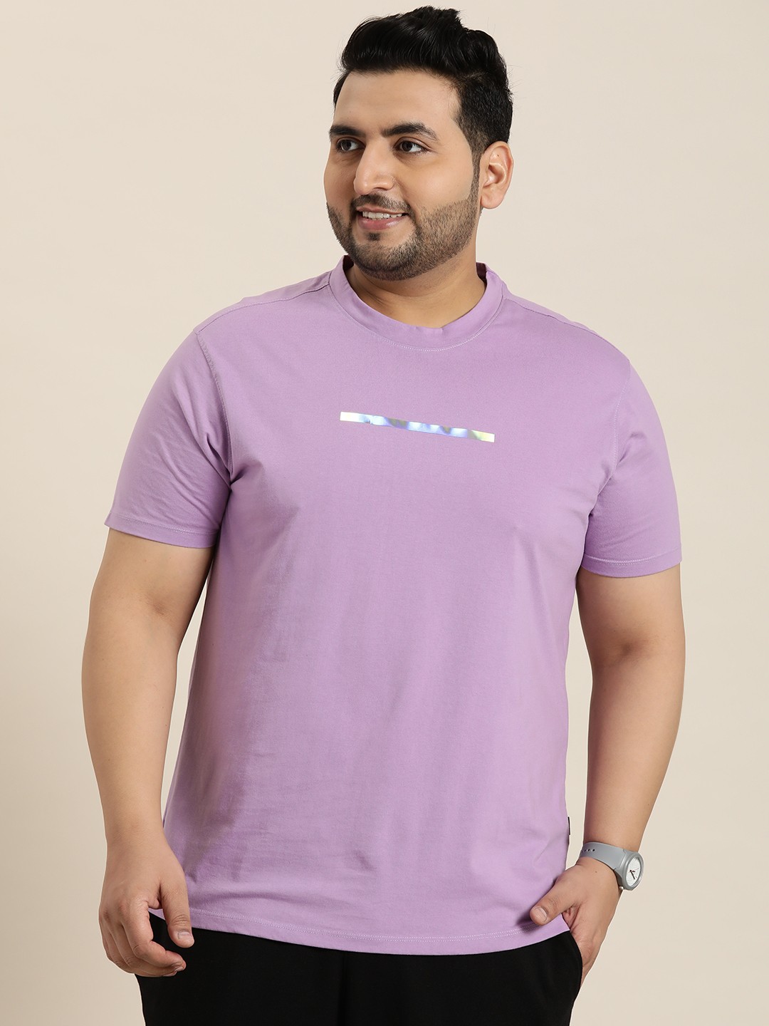 

Sztori Plus Size Round Neck T-shirt, Lavender