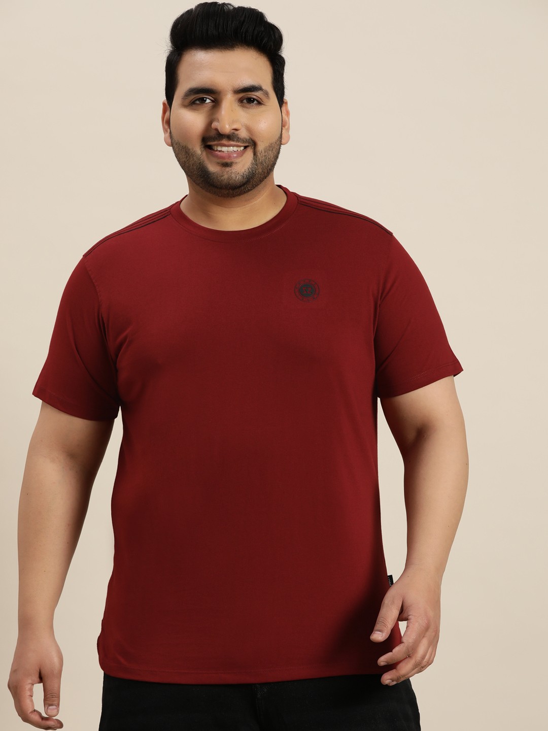 

Sztori Plus-Size Round Neck Regular Fit T-shirt, Maroon