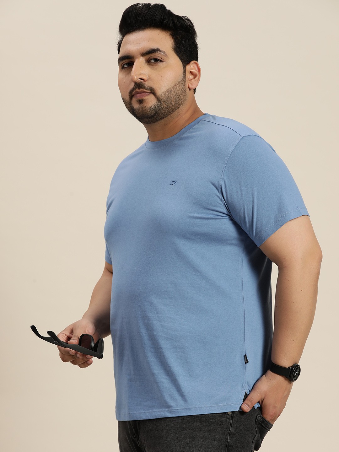 

Sztori Plus-Size Round Neck Regular Fit T-shirt, Blue