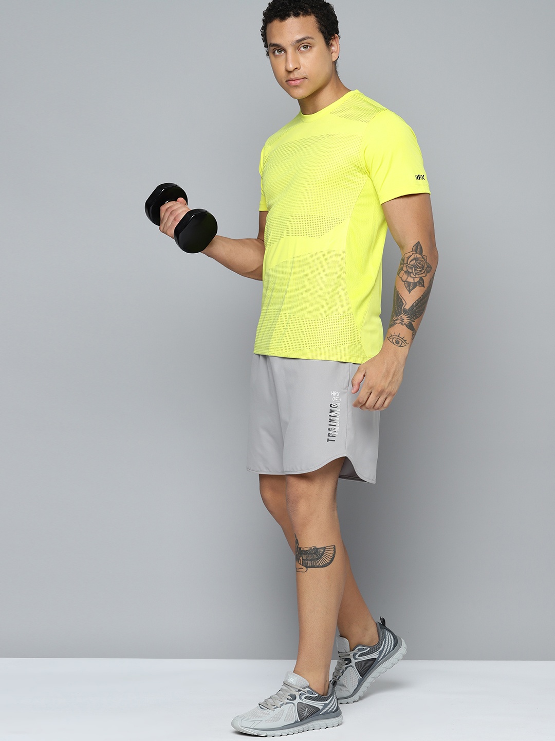 

HRX by Hrithik Roshan Men Geometric Printed Rapid-Dry Training T-shirt, Fluorescent green