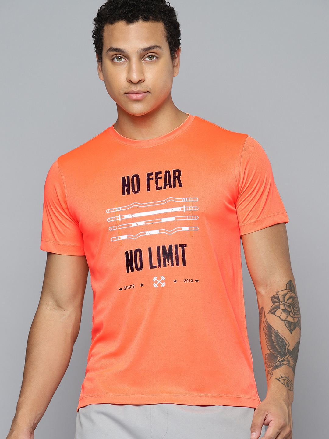 

HRX by Hrithik Roshan Men Typography Printed Rapid-Dry Training T-shirt, Orange