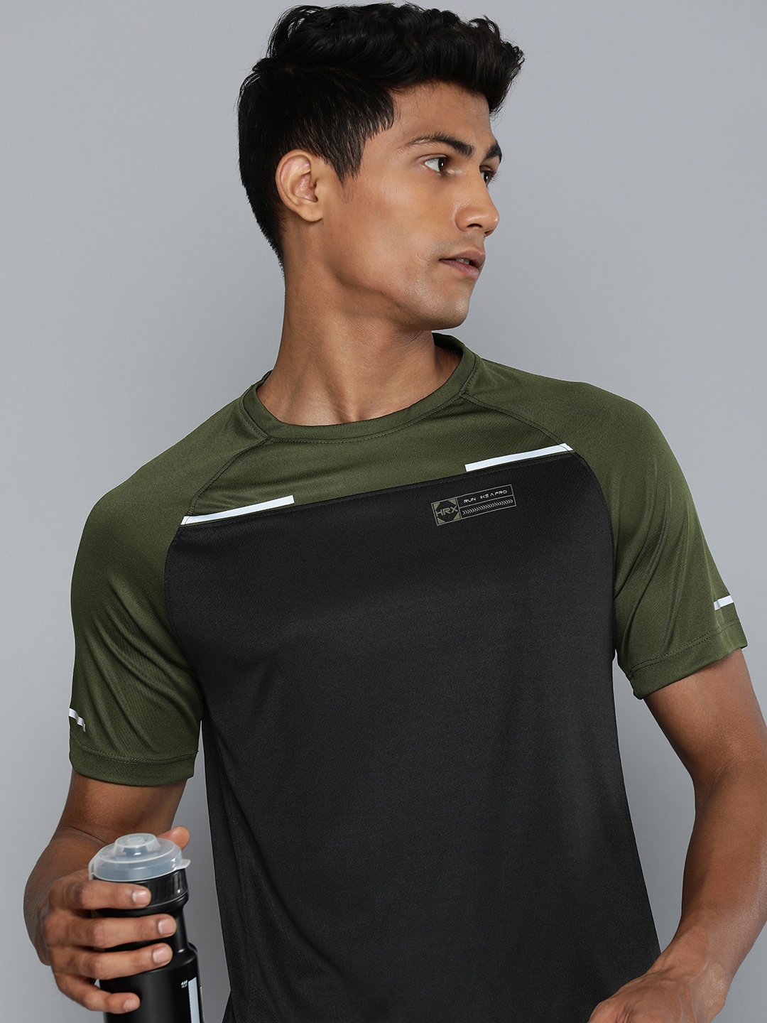 

HRX by Hrithik Roshan Rapid Dry Colourblocked Running T-shirt, Black