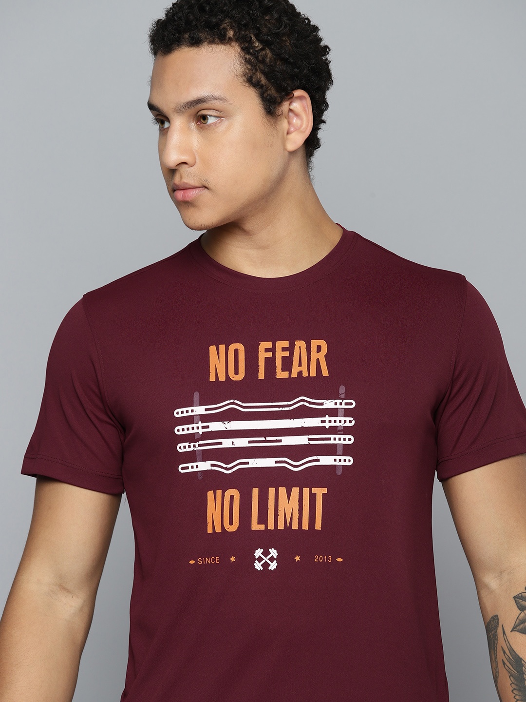 

HRX by Hrithik Roshan Rapid Dry Typography Printed Training T-shirt, Burgundy