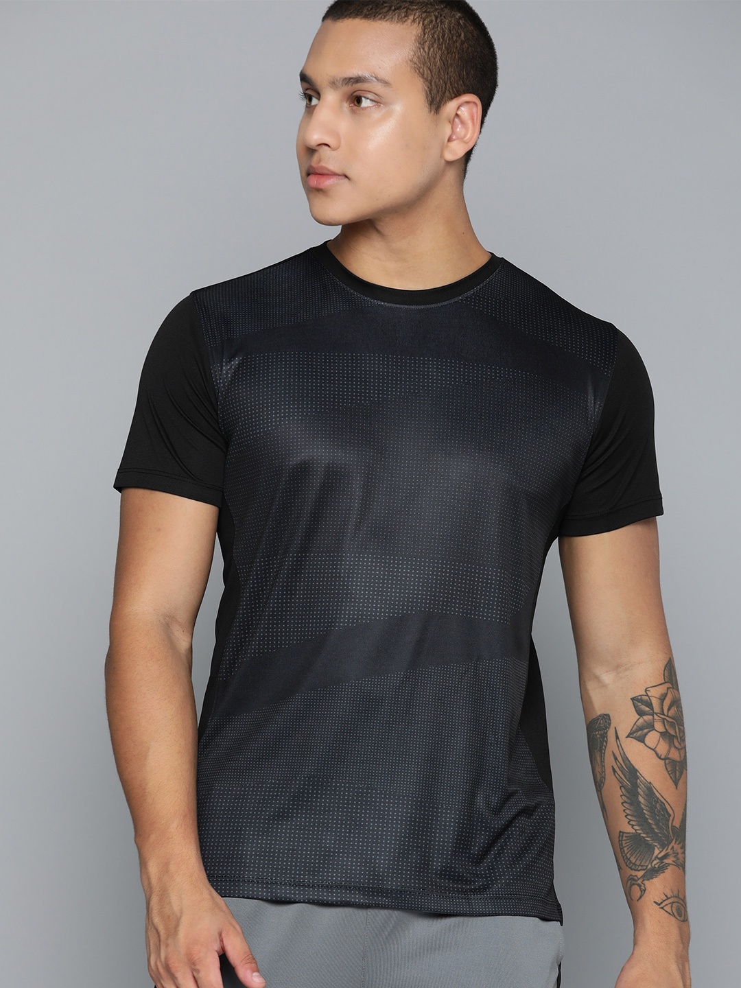 

HRX by Hrithik Roshan Men Rapid-Dry Printed Training T-shirt, Black
