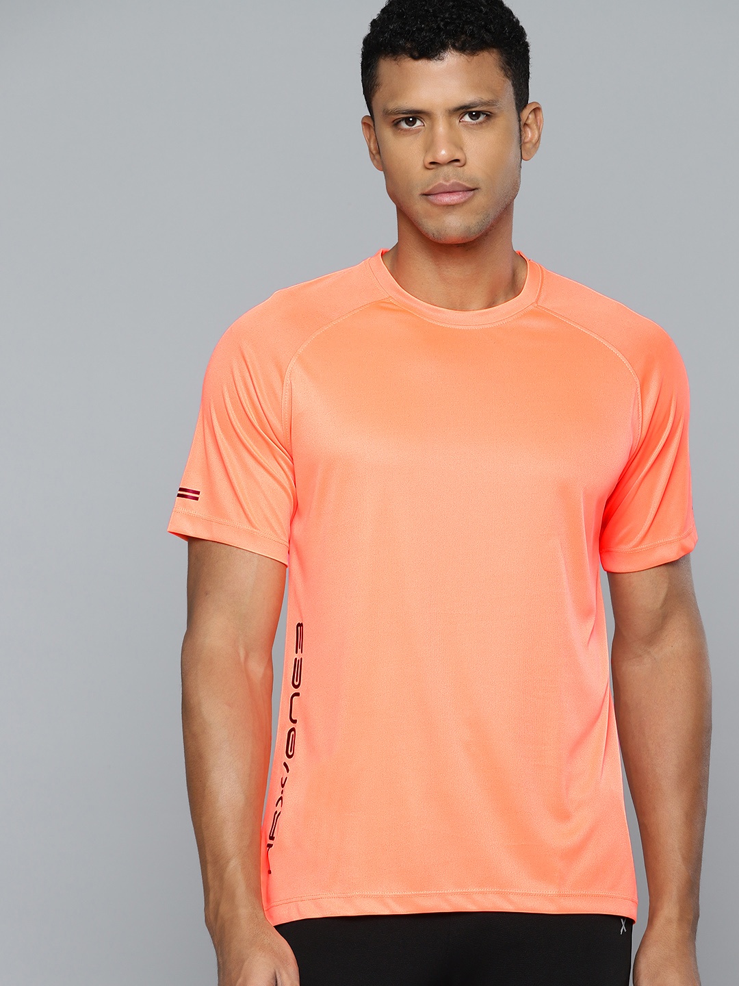 

HRX by Hrithik Roshan Printed Raglan Sleeve Training T-shirt, Orange