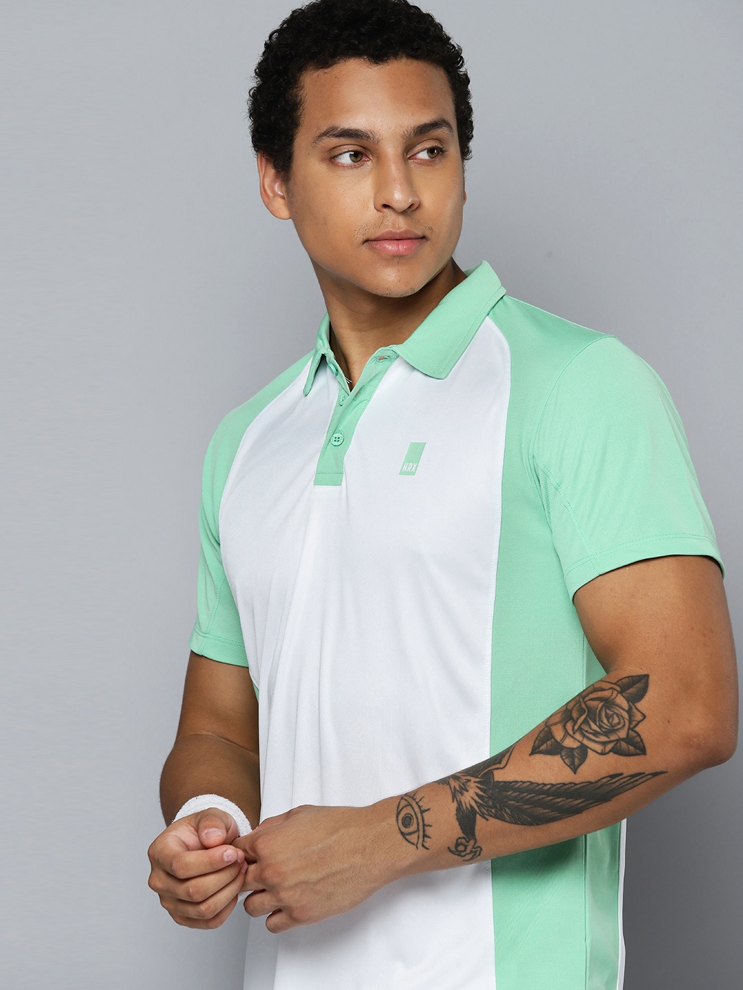 

HRX by Hrithik Roshan Rapid Dry Colourblocked Polo Collar Racket Sport T-shirt, White