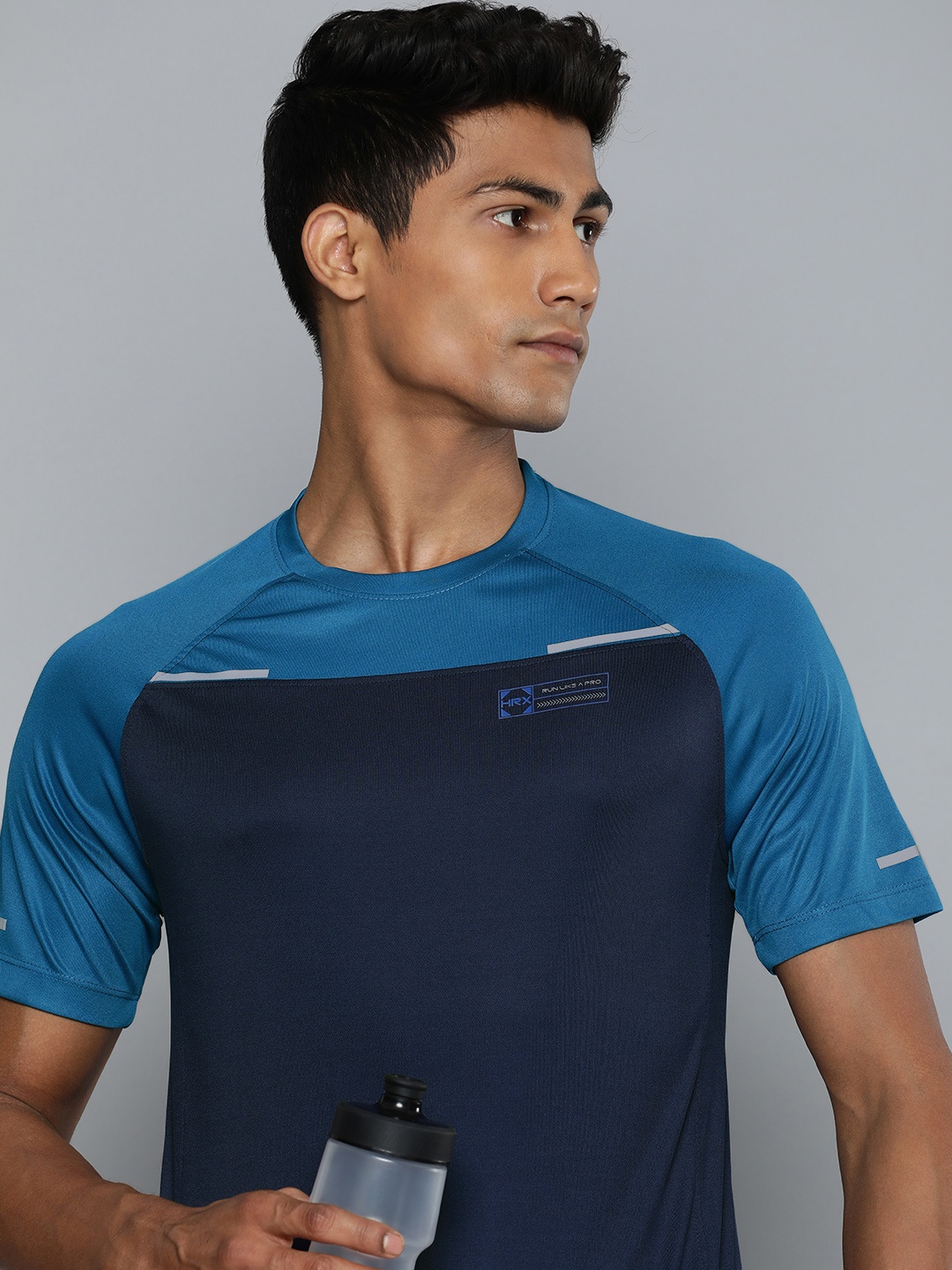 

HRX by Hrithik Roshan Rapid Dry Colourblocked Running T-shirt, Blue