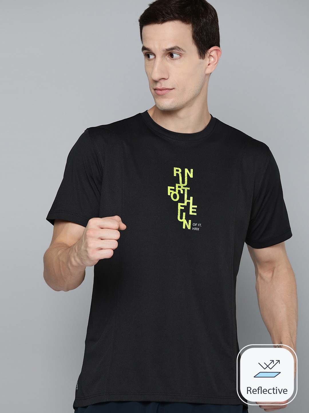

HRX by Hrithik Roshan Rapid-Dry Printed Running T-shirt, Black