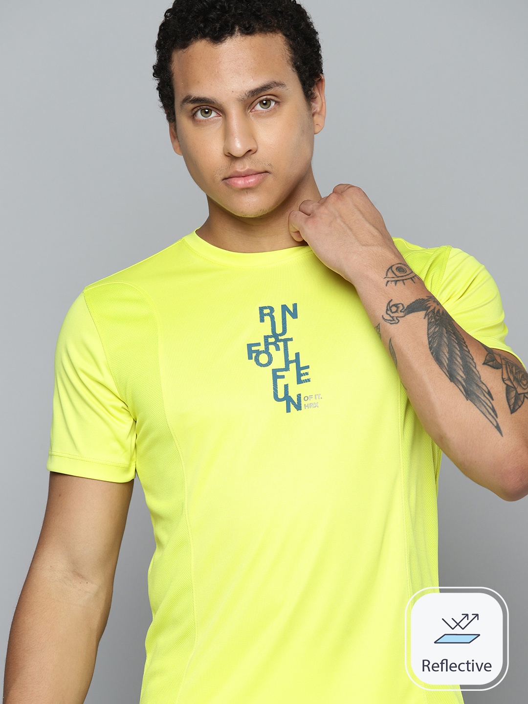 

HRX by Hrithik Roshan Rapid Dry Running T-shirt, Fluorescent green