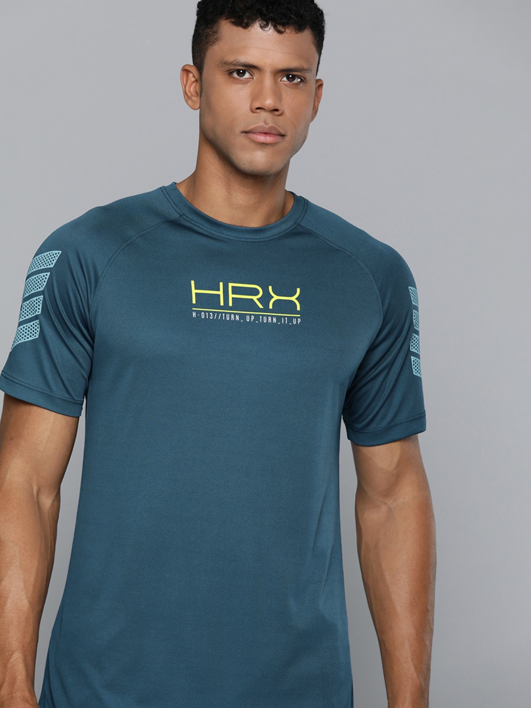 

HRX by Hrithik Roshan Men Brand Logo Printed Rapid-Dry Training T-shirt, Teal