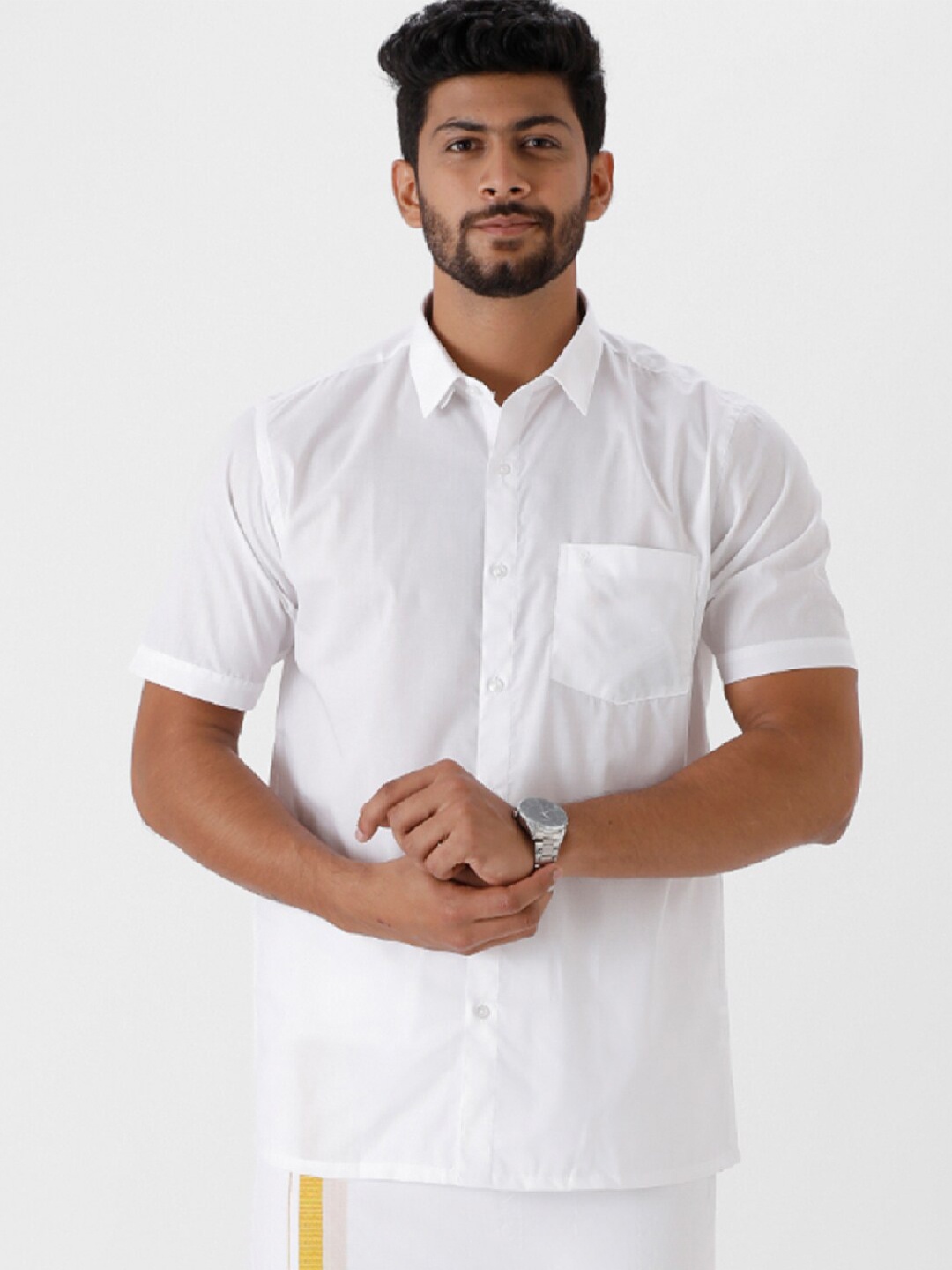 

Ramraj Spread Collar Cotton Casual Shirt, White