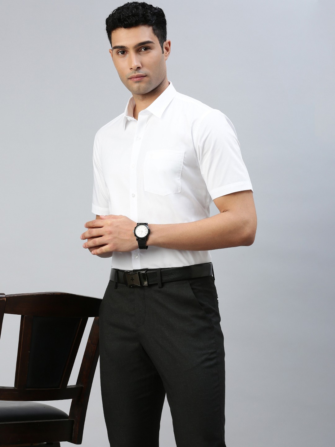 

Ramraj Spread Collar Cotton Formal Shirt, White