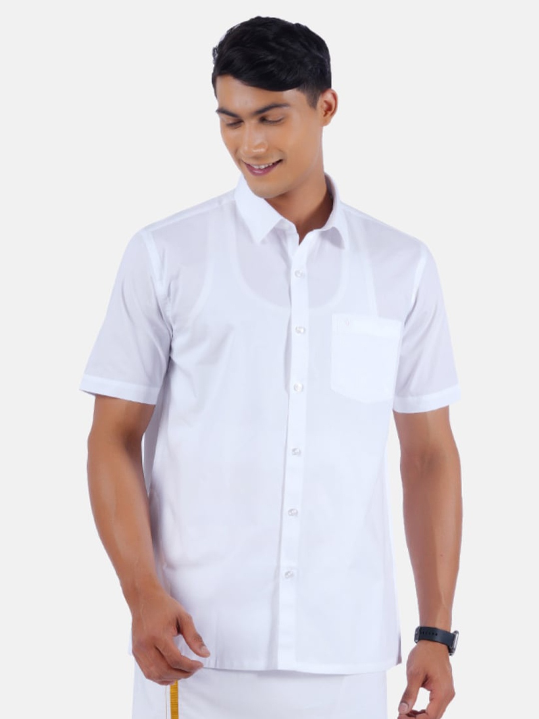 

Ramraj Classic Cotton Ethnic Half Sleeve Shirt, White