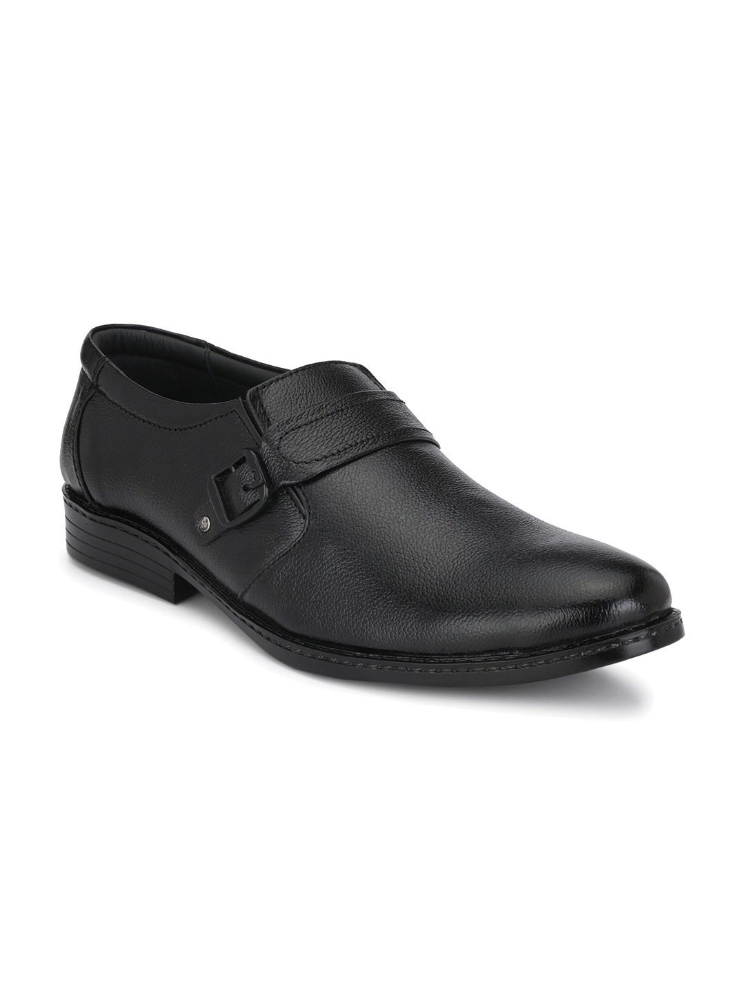 

BUCIK Men Textured Genuine Leather Formal Slip-On Shoes, Black