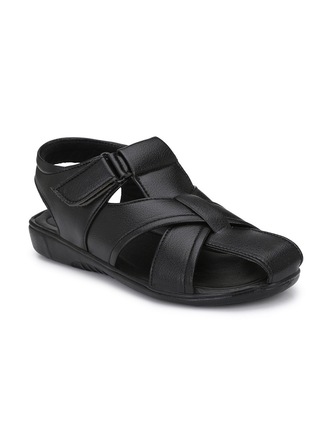 

BUCIK Men Textured Fisherman Sandals, Black
